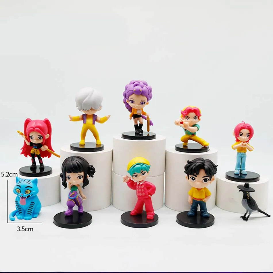 10pcs/Set Q Version Demon Hunters Action Figure PVC Toy Derpys Rumi Mira Zoey Sussy Figurine Doll For Fans Gift Childen Gift