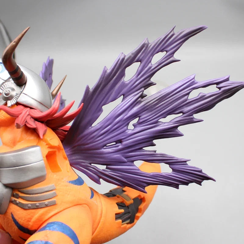 27cm Digimon Adventure Gold Metal Greymon Anime Figure Model Statue Boys Collection Model Desktop Decoration Ornament Toys Gifts