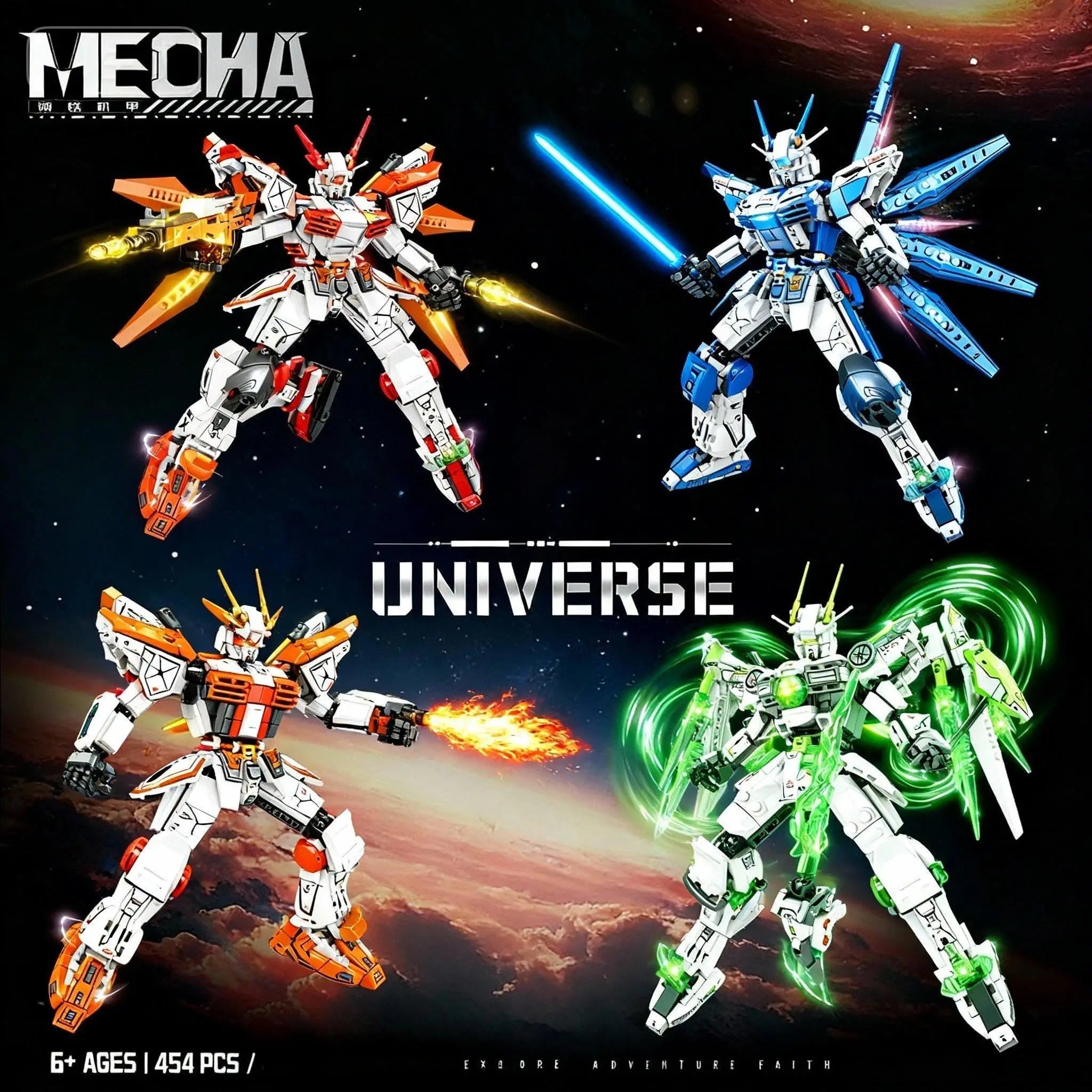 4 Styles Mecha Robot Building Blocks Set, DIY Assembly Model Kit with Movable Joints, Action Figure Collection for Adults & Teen