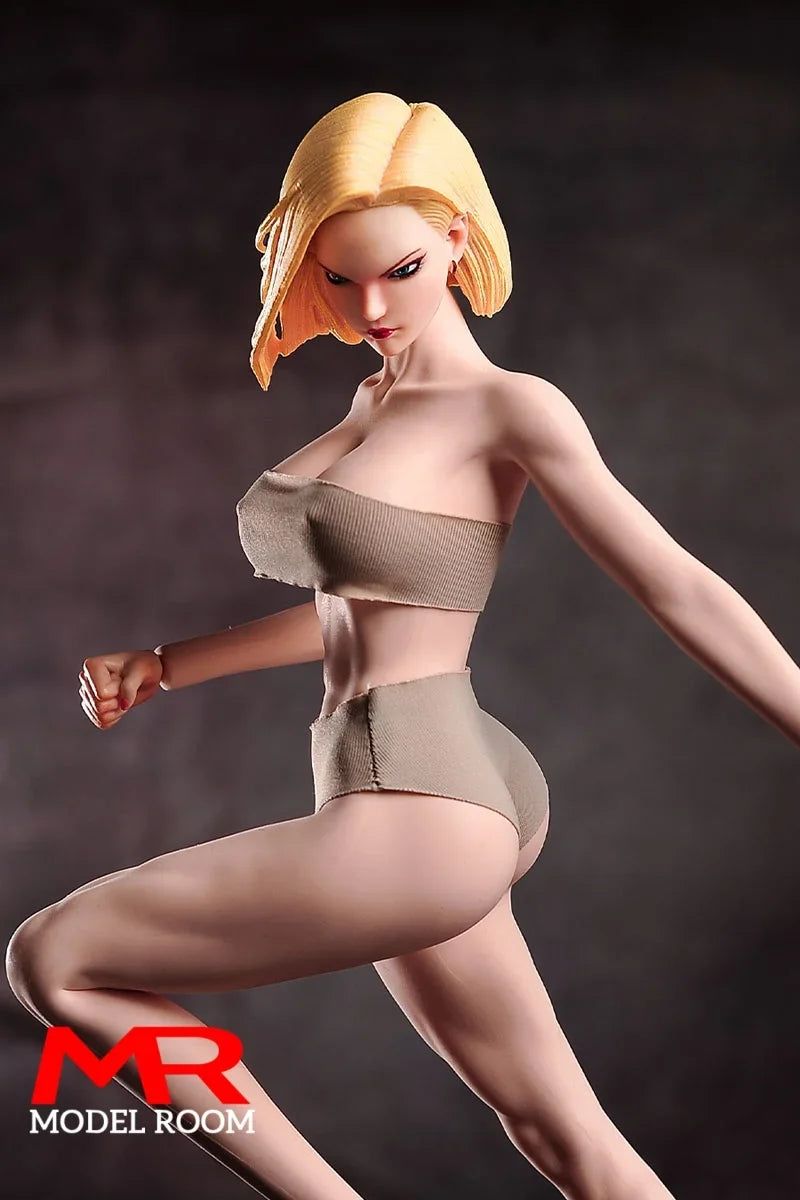 1/6 Scale Fighting Girl Muscle Seamless Body Model 12'' Female Soldier Big Breast Action Figure Doll with Physiological Detail
