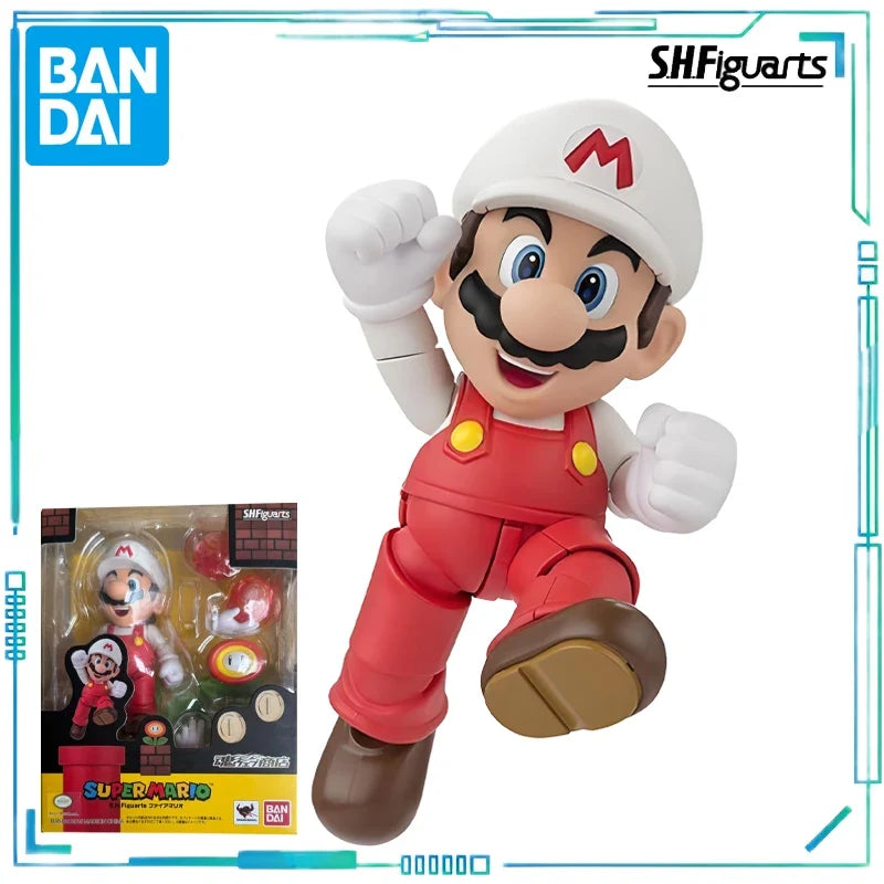 BANDAI Genuine S. H. Figuarts Series Movable Toys The Super Mario Series Is on Fire Super Mario，Yoshi Movable Model Collect