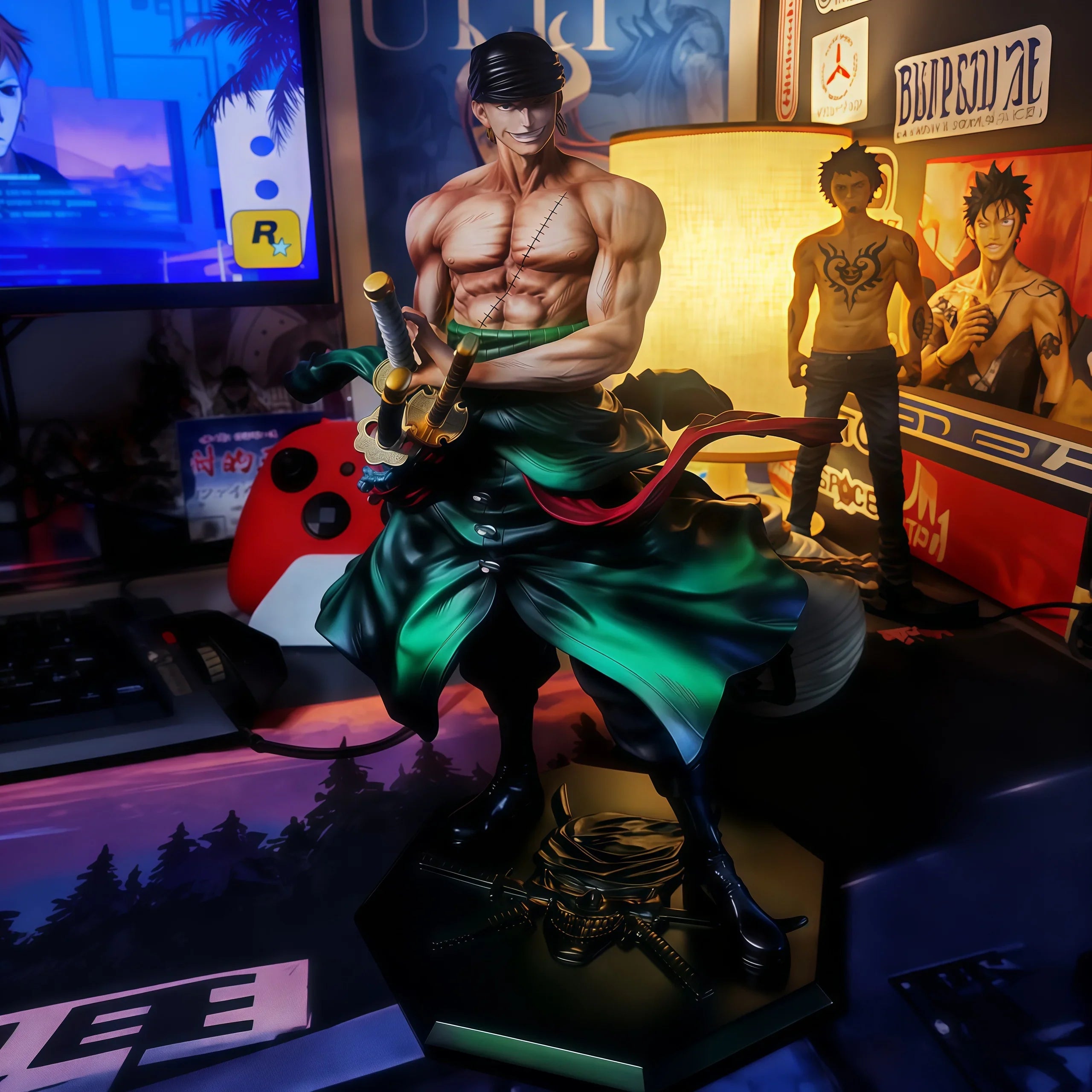 28cm One Piece Anime Figure Roronoa Zoro Figure Zoro Figurine Pvc Gk Statue Model Dolls Collection Desk Decoration Hobbies Toys