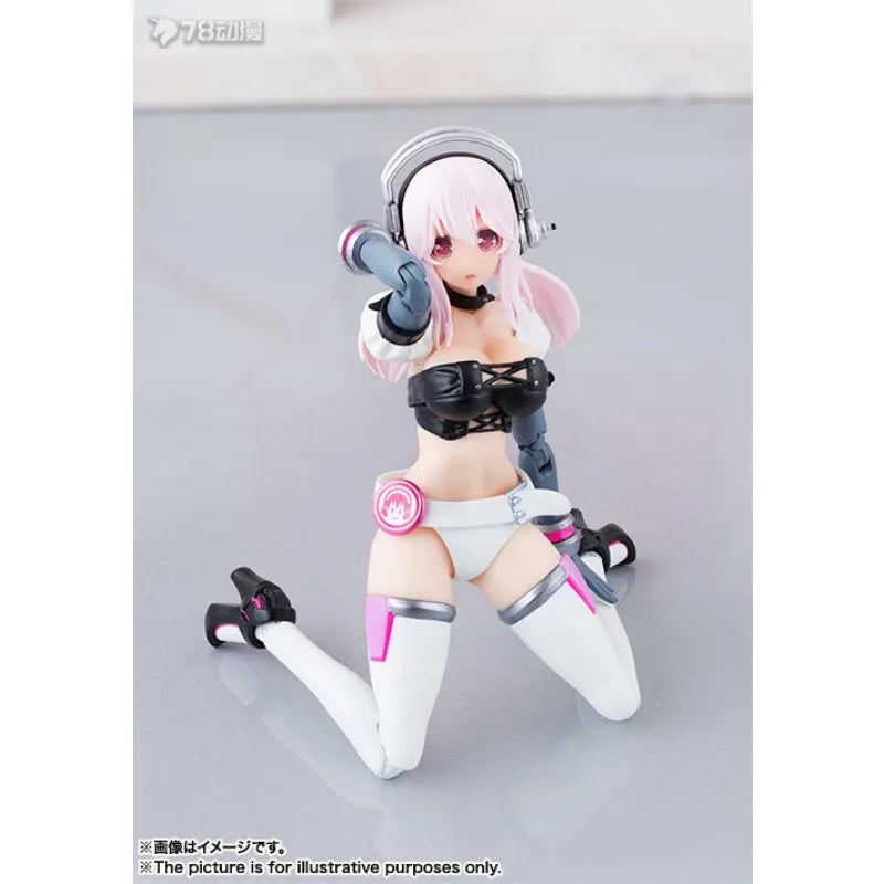 BANDAI Original AGP Mobile Doll Series Super Sonico Anime Action Figure Assembly Model Toys Collectible Model Ornaments Gif