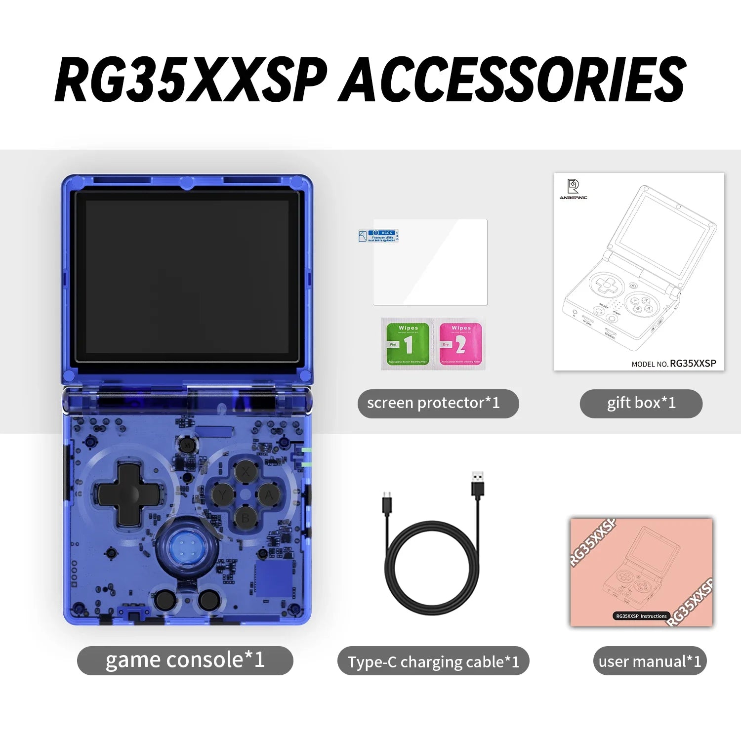 ANBERNIC RG35XXSP Mini Retro Handheld Game Console 3.5-inch IPS Screen 3300mAh Battery Supports HDMI-TV Out and Bluetooth 4.2