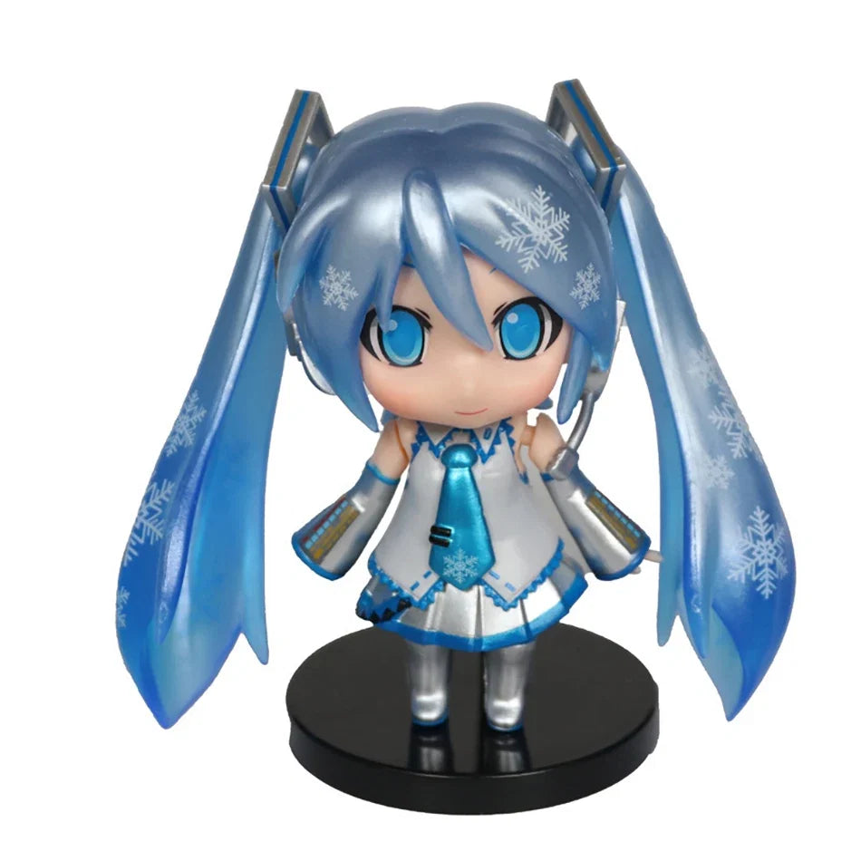 3Pcs Anime Q Version Figure Cute Girl Mini Ornaments Kawaii Pink Green Hatsune Home Desk Decoration Adult Toys Kid Birthday Gift