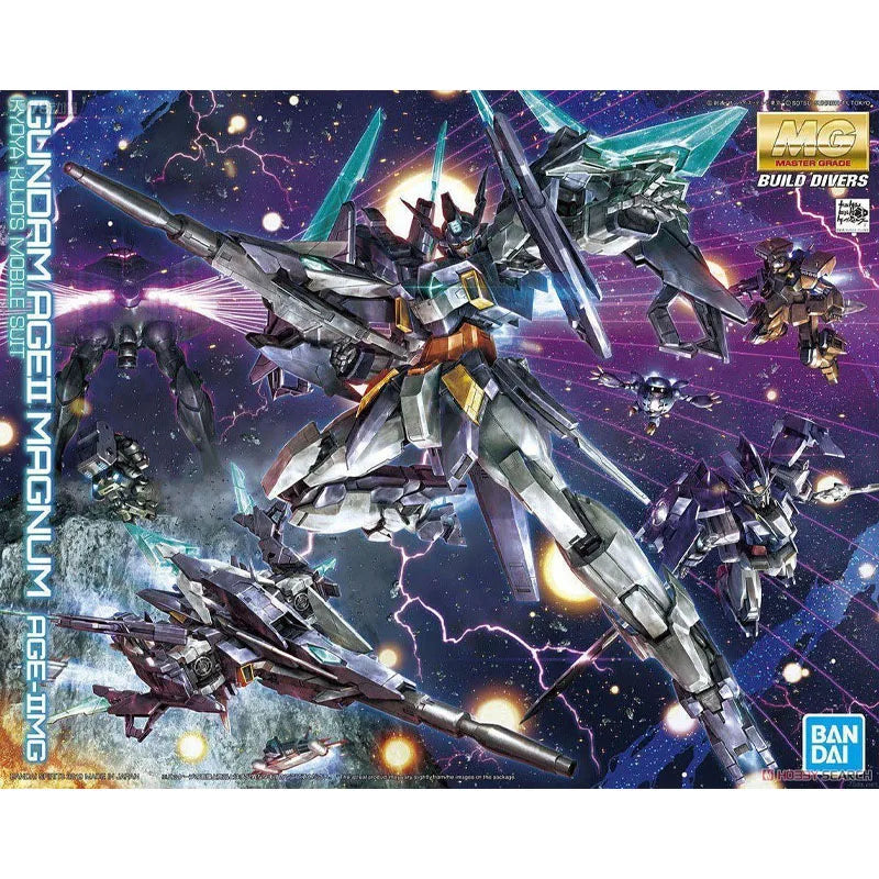 Bandai Original MG Gundam AGE-II Magnum AGE-2MG 1/100 Anime Action Figure Assembly Model Toys Gifts For Children Collectible Kit