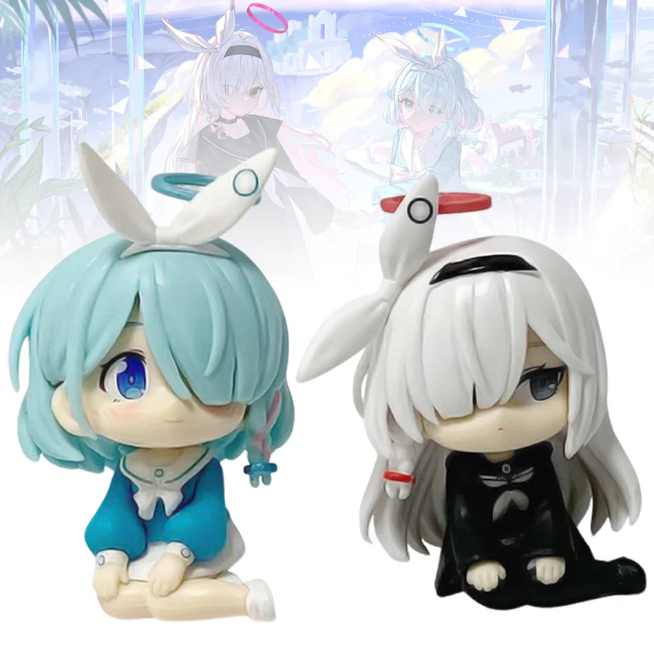 Beautiful Girl 7.5cm Blue Figure Anime Cute Chibi Desktop Standing Pose Animation Model Toy Gift Collection Ornament PVC