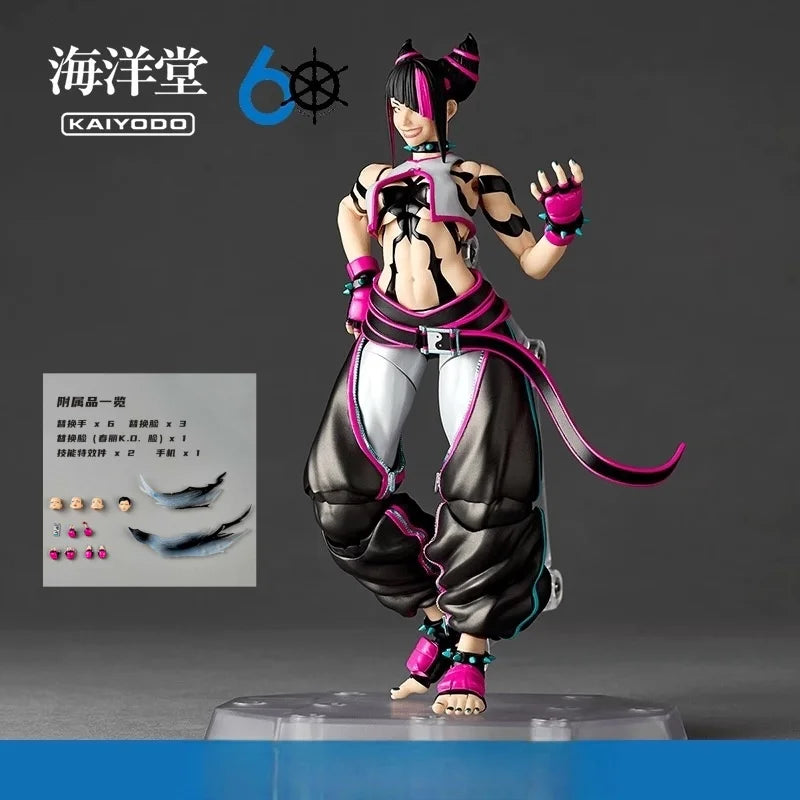 Original Kaiyodo Rinsen Technology Amazing Yamaguchi Style Street Fighter Juri Anime Action Figure Model Toy Collection Gift