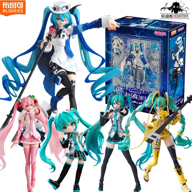 Blokees Hatsune Miku 17th Modeling Sakura Miku Singer Action Figure Joint Mobility Anime Assembly Toy Doll Collection XMAS Gifts