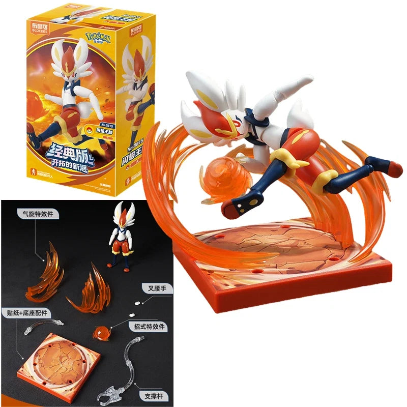 BLOKEES Original POKEMON Snorlax Lucario Scyther Cinderace Charizard Classic Special Effects Accessories Action Figure Toy Gift