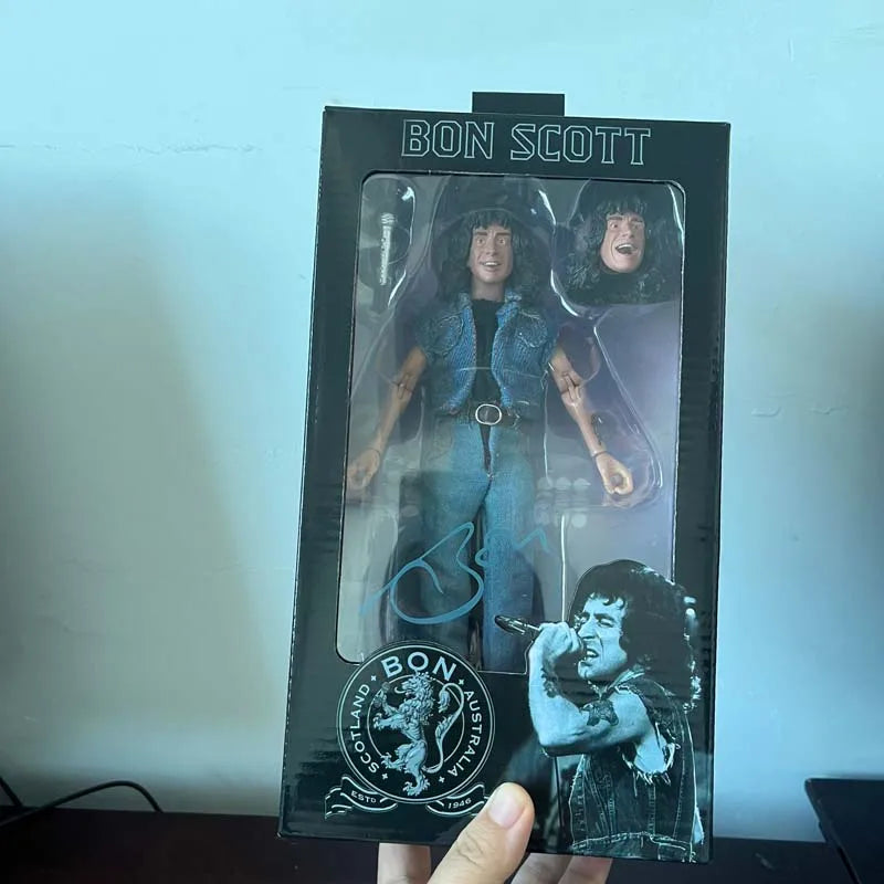 NECA Figure Highway To Hell Angus Young Bon Scott Real Clothes Action Figure Model Toys Collection Joint Movable Gift For Kids