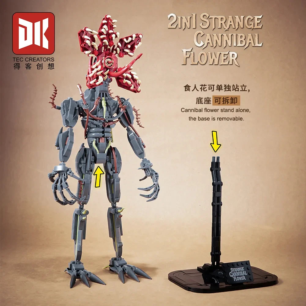 Horror Movie Stranger Chomper Figure Orchid Monsters Model Building Block Sets Toys Collector's Figure for Kids Halloween Gift