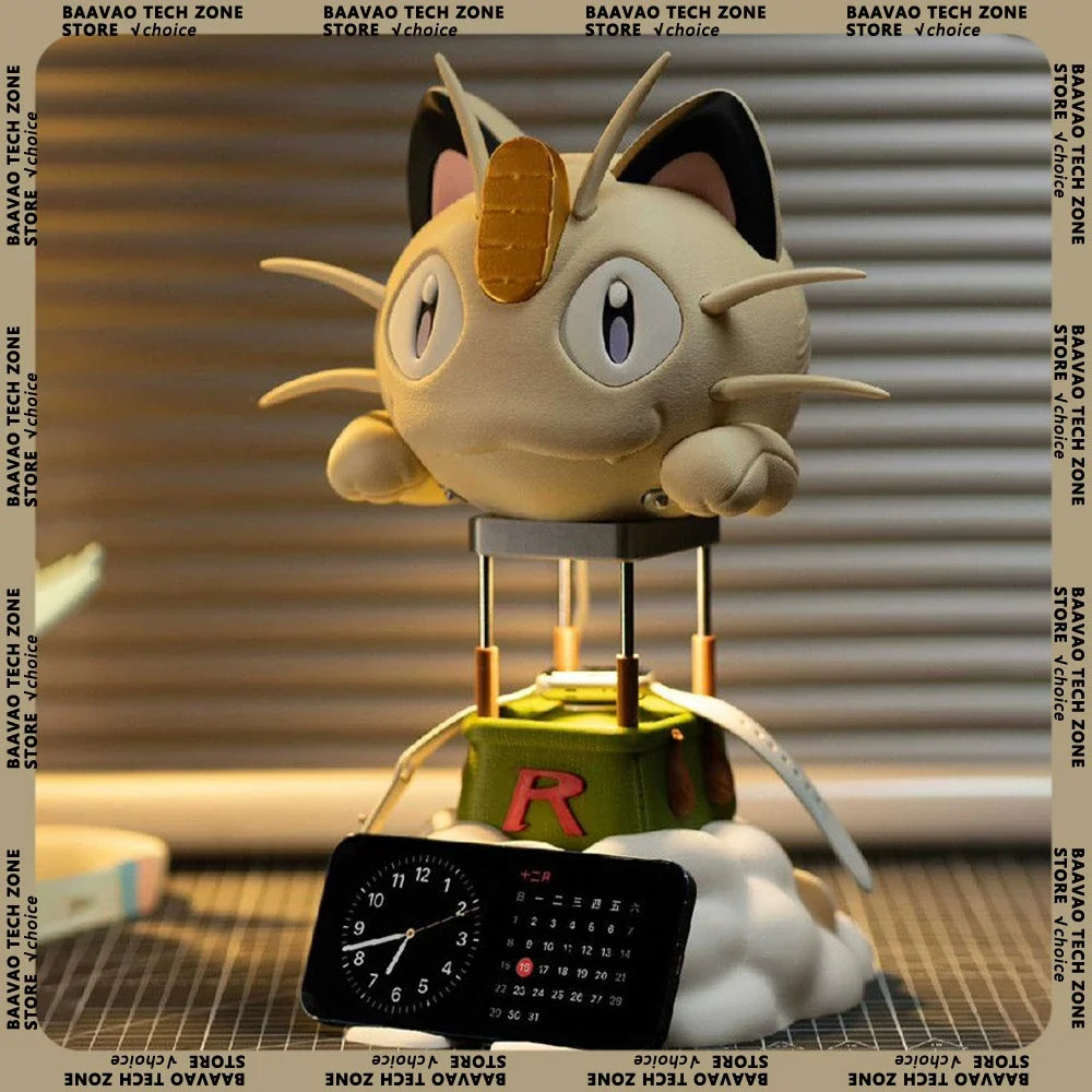 PokéMon Meowth Figure Meowth Night Light Figures Watch Mobile Phone Charger Action Figurine Room Decoration Doll Statue Kid Gift