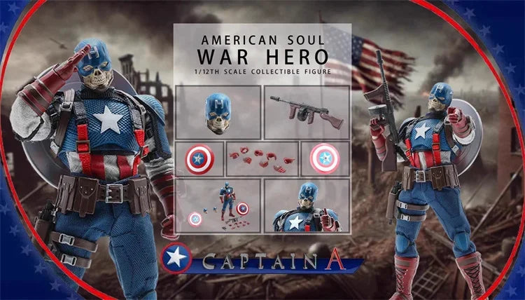 War Hero Action Figure Captain American Soul 1/12 Scale Collectible JMToys JM003 Anime Model Toys for Boys Gifts Original Box