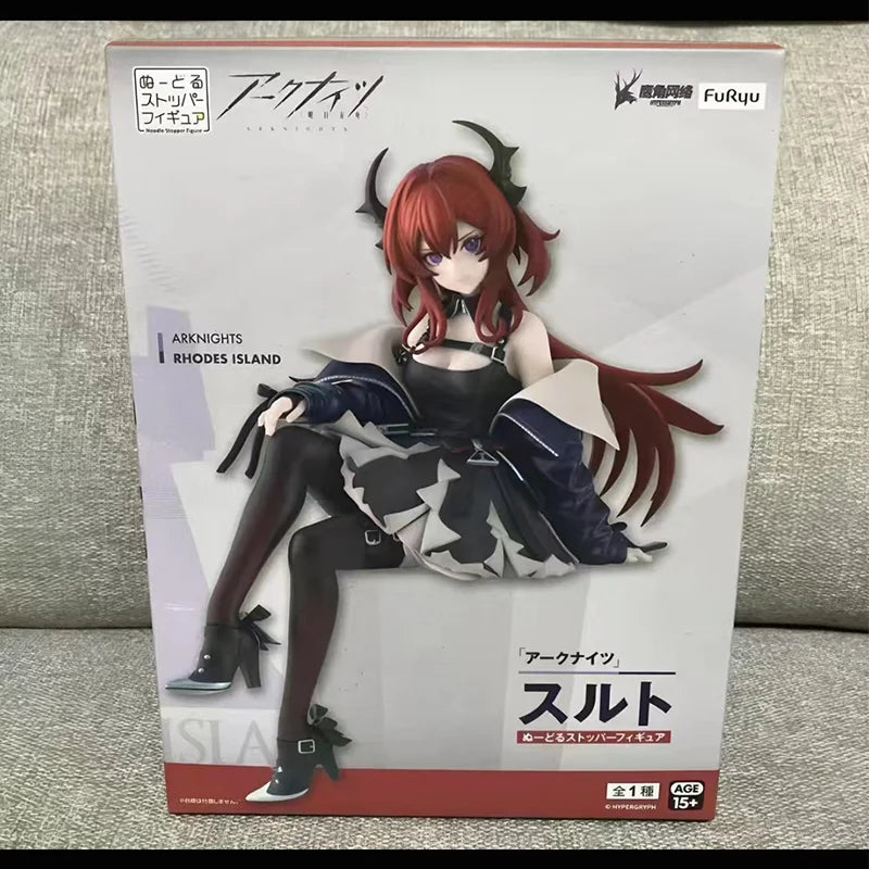 In Stock [Genuine] Original Furyu Arknights Noodle Stopper Surtr PVC Figure Model Sitting Posture Doll Collector Figurine Toys