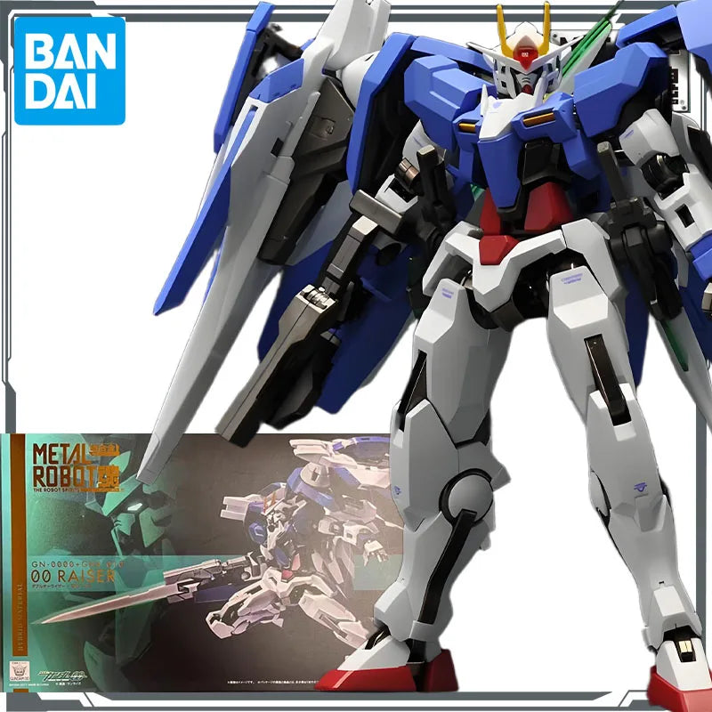 Bandai Original Mobile Gundam METAL ROBOT 00 RAISER GN-0000+GNR-010 Anime Action Figures Toys for Boys Gift Model Ornaments