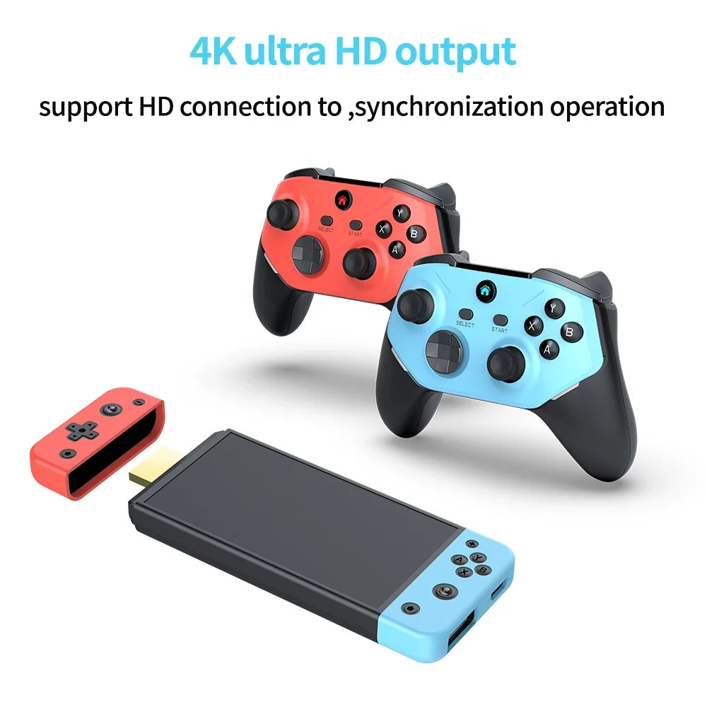 Velec Game Stick M66 4K HD with 128G & 20000+ New Games Dual Wireless Controller for 2 Players Perfect Gift for Kids & Adults
