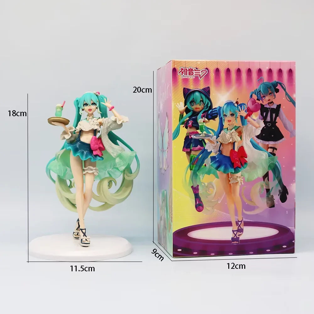 Hot New Hatsune Miku figure Soda cream dress The Props Desktop Decoration Collection PVC Model Toys Kids Gifts