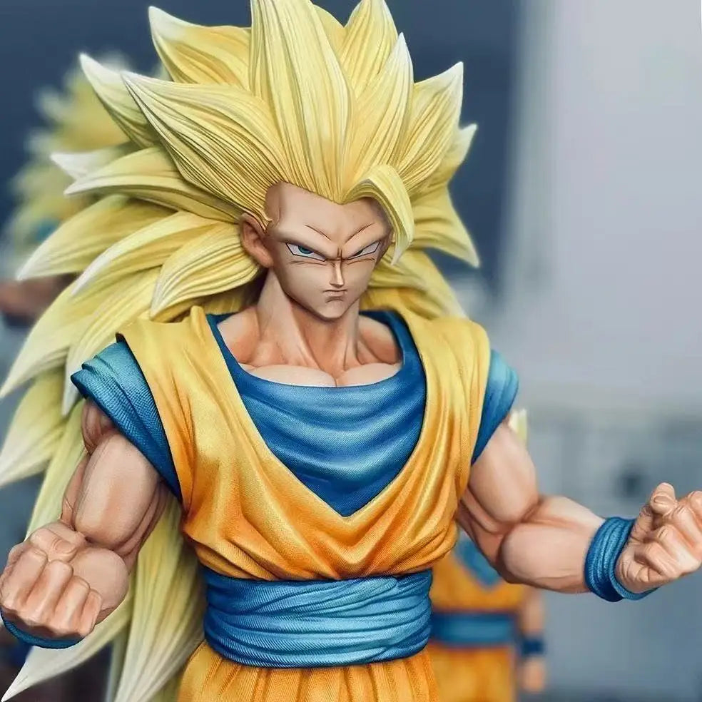 35cm/13.78inch Dragon Ball Z Son Goku Ssj3 Figure LED base Super Saiyan 3 Goku Pvc Action Figures Collection Model Toys Gifts