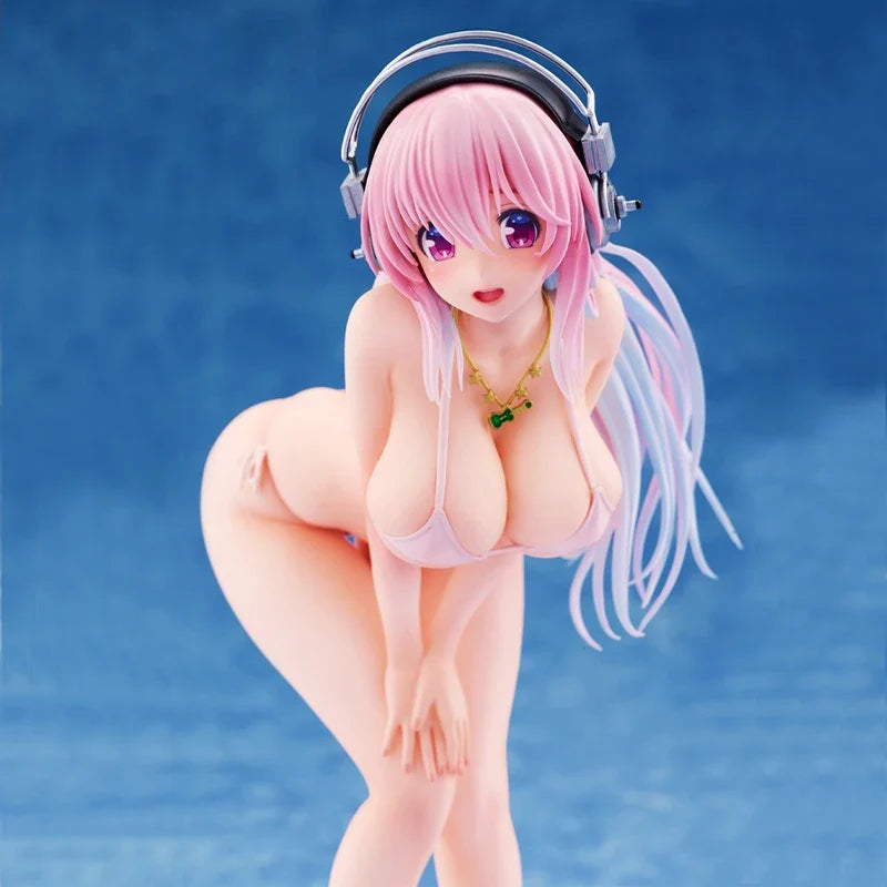 21cm Super Sonico Bikini Sexy Anime Girl Figure FuRyu BiCute Bunnies Super Sonico Action Figure Adult Collectible Model Doll Toy