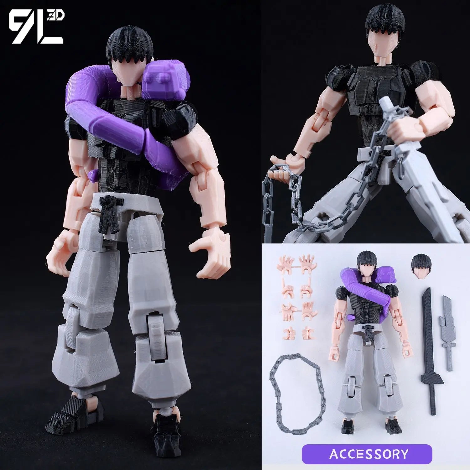 9L3D Printed Anime Naruto Jujutsu Kaisen One Piece Characters Lucky13 Dummy Action Figures Multi-Jointed T13 Mannequin Toys