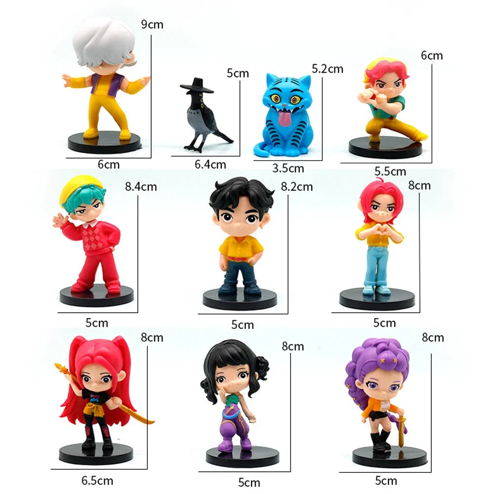 10pcs Q-Version K-Pop Model Figurine Anime Demon Hunters Suit Action Figures Desktop Decoration Ornaments Movie Fans Toy Gifts