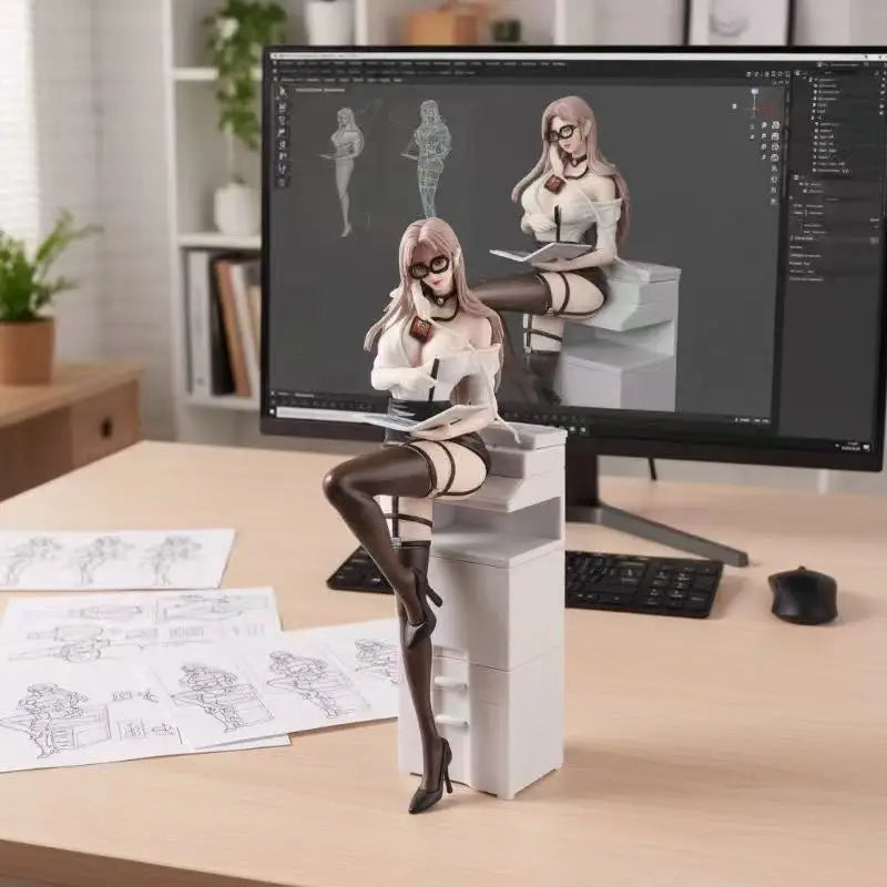 1pc Beautiful Girl Private Secretary Second Play Animation Two-dimensional Beautiful Girl Bookshelf Chassis Collection Ornament