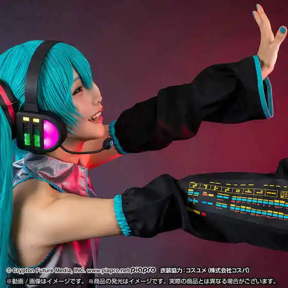 Hot Original Bandai Pb Limited Hatsune Miku Headphone Toy Anime Peripheral Cosplay Props Sound And Light Toys Children  Gifts