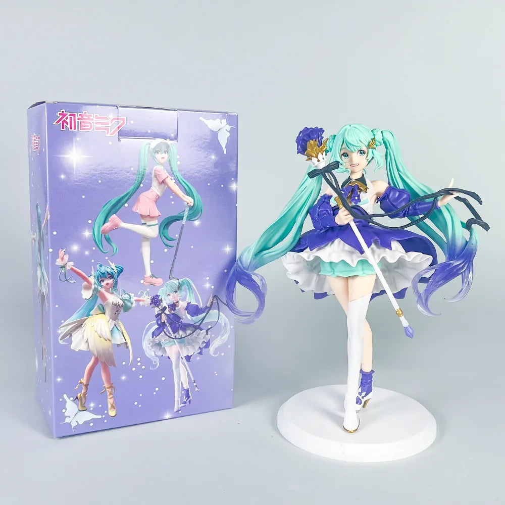 22cm Animation Anime Hatsune Miku Handmade Bauhinia Flower Hatsune Miku Handmade PVC Model Desktop Decoration Birthday Gift