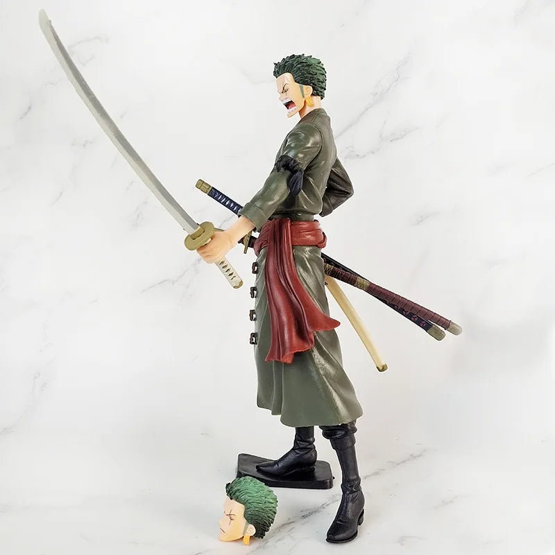 Anime One Piece Grandista Roronoa Zoro Figure 2 Headed Eagle Interchangeable Head Model Sword Showdown Sanji Dessert Toy Doll
