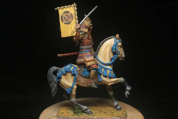 Metal Ancient Soldier Model Japanese Warring Country Oda Family Riding Samurai Home Office and Bar Decor Customize Gifts 1/30