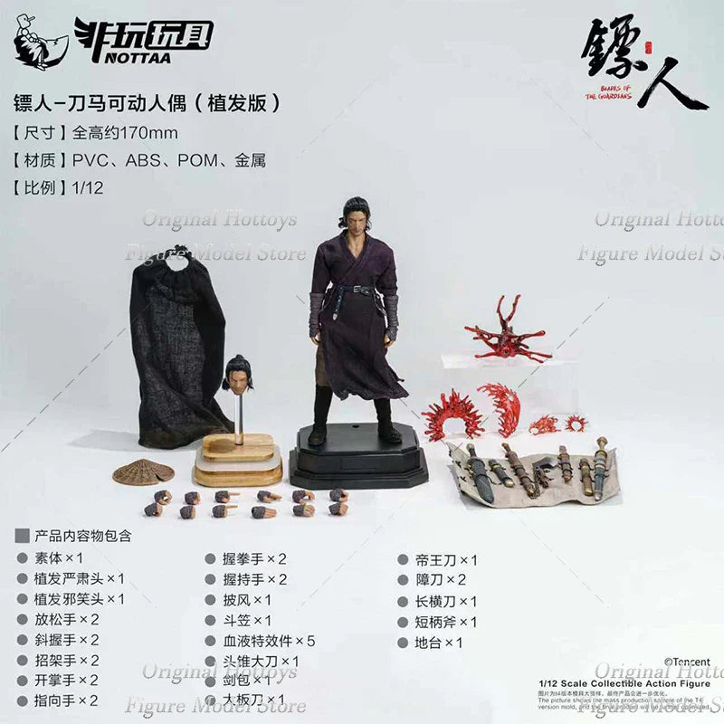 Nottaa 1/12 Scale Male Soldier Blades of the Guardians Haartransplantation Version Full Set 6-Zoll Actionfigur Modell Kollektion