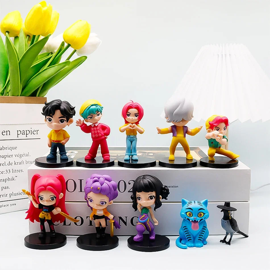 new 10pcs/Set Q Version Demon Hunters Action Figure PVC Toy Derpys Rumi Mira Zoey Sussy Figurine Doll For Fans Gift Childen Gift