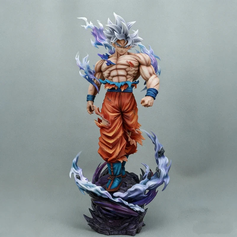 42cm Dragon Ball Ultra Instinct Goku Large Size PVC Figure Replaceable Double Head Statue Collectible Anime Model Toy Decor Gift