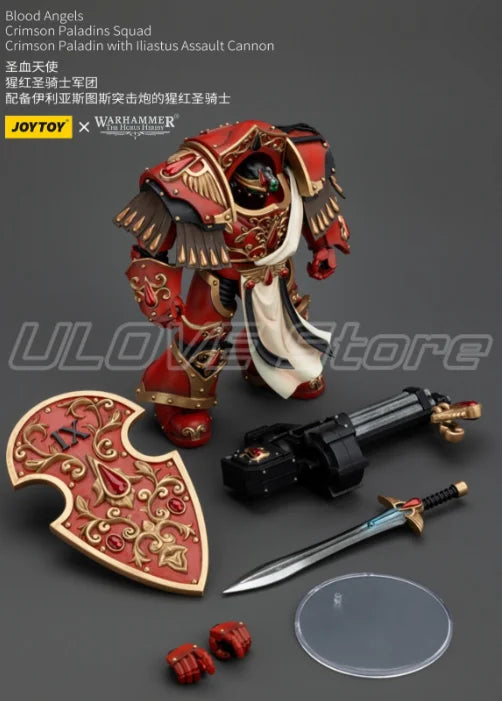 In Stock Original JOYTOY 40K Blood Angels Crimson Paladins SquadCrimson Paladin with Lliastus Assault Cannon 1/18 Action Figure