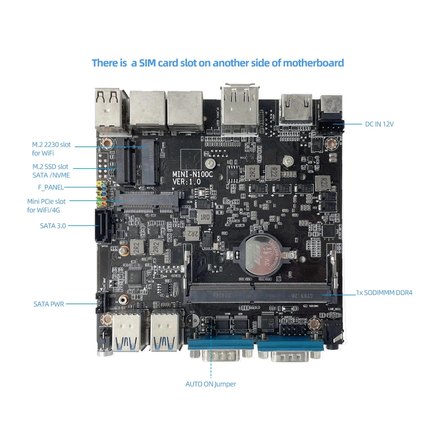 Intel N150 Fanless IoT Mini Industrial PC 2x Serial Ports RS232 2x Ethernet 2xHDMI 1xDP 6xUSB WiFi 4G Modem Windows11/10 Ubuntu