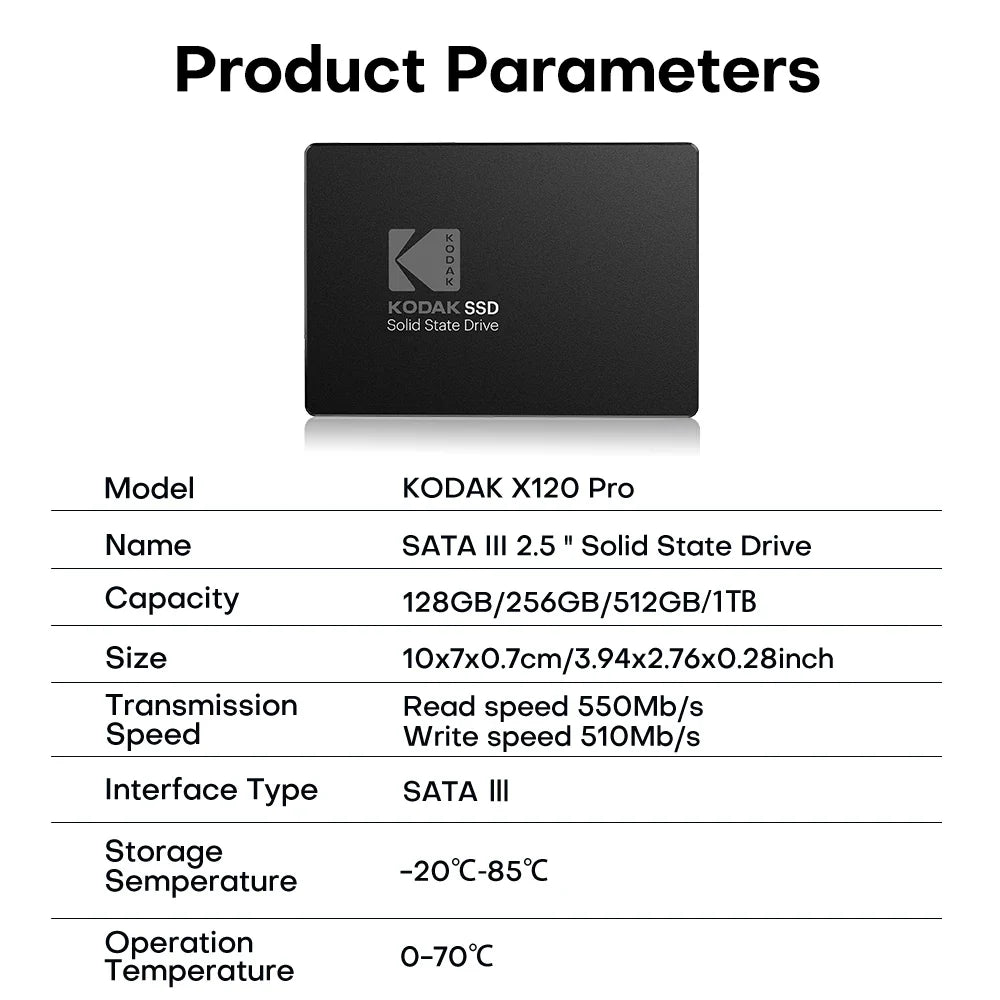 KODAK X120 Pro SSD 1TB 2.5'' SATA III Internal Solid State Drive High Speed for Laptop Desktop PC 512GB 256GB 128GB