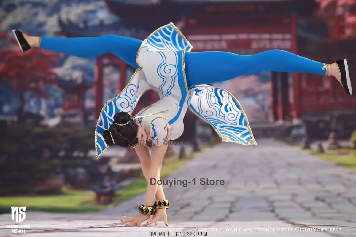 In Stock STAR Man 1/6 Ms-011 Chun-li Blue cloud pattern cheongsam Action Figure PVC Anime Model Toys Collection