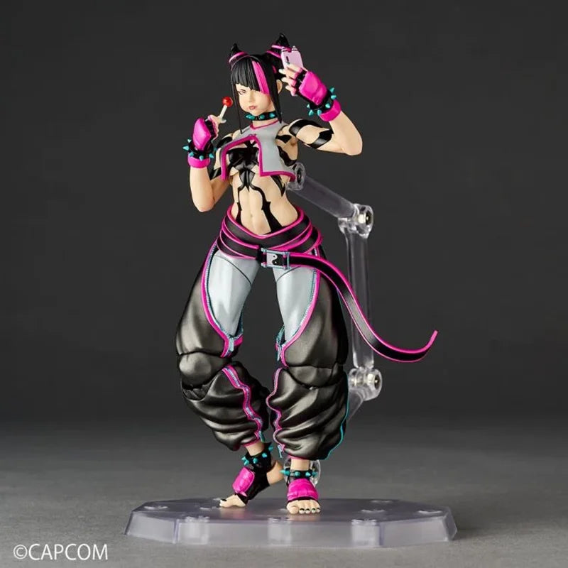 100% Original Kaiyodo Street Fighter 6 Juri Amazing Yamaguchi Revoltech Juri In Stock Anime Action Collection Figures Model Toys
