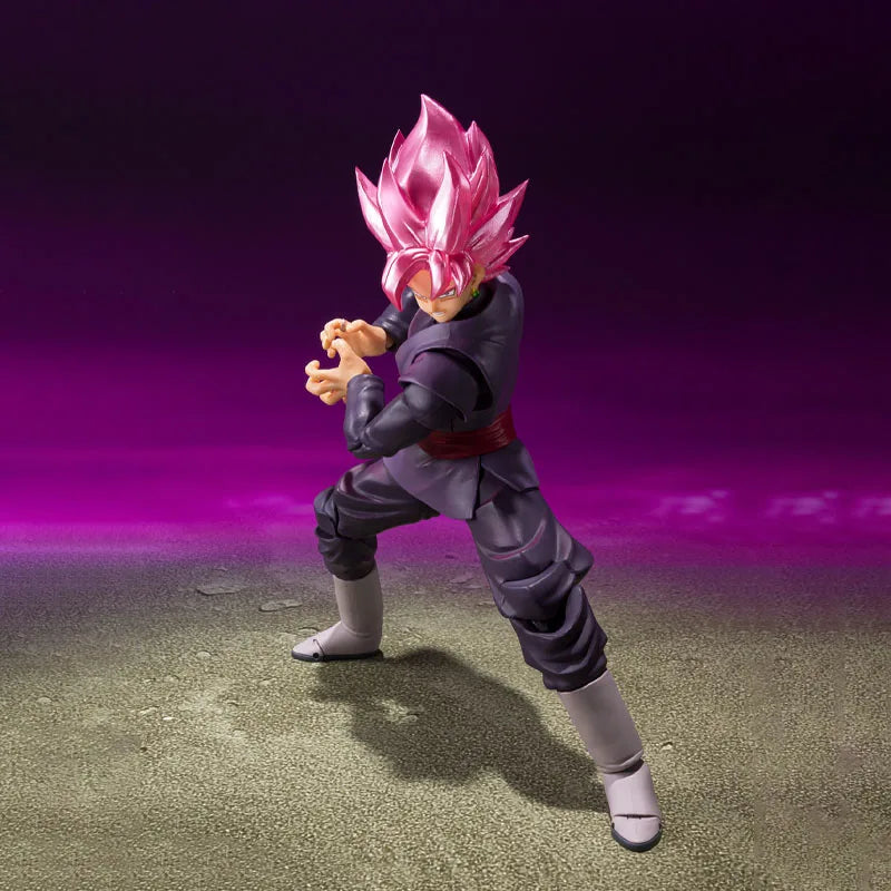 Bandai Original Genuine Figure Dragon Ball Model Kit SHF Goku Black Super Saiyan Rose Collection Action Figure Model Boys Toys