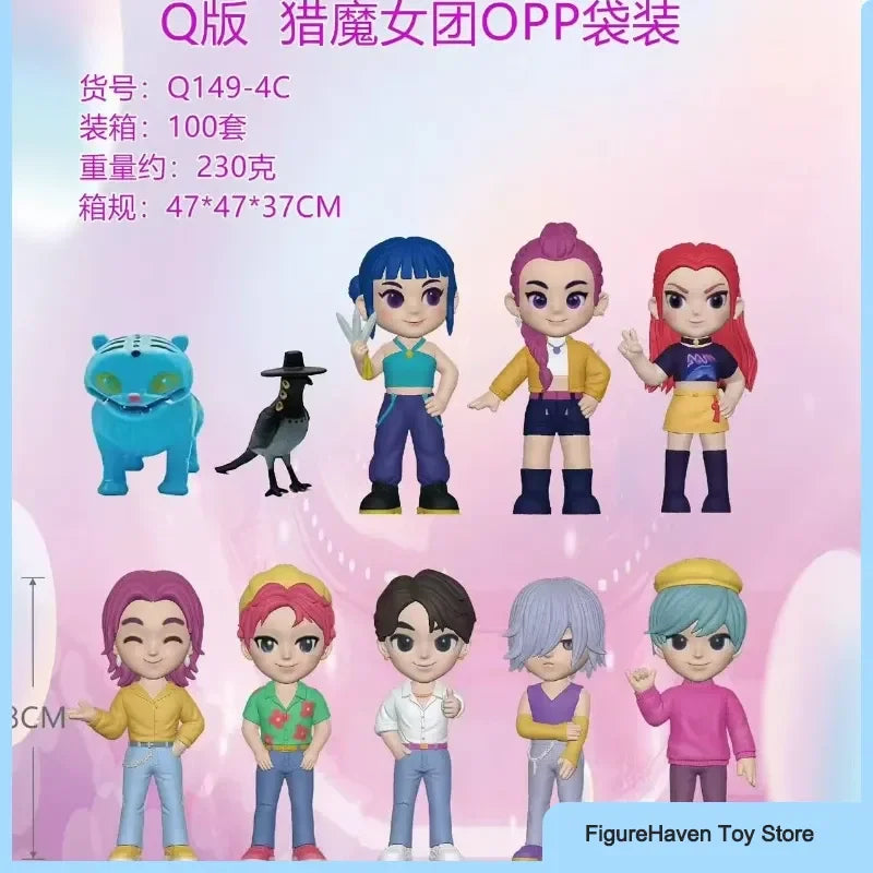 10pcs/Set Q-Chibi K-Pop: Demon Hunters Movie Merchandise Toy Desk Ornament Action Figure Anime Model Statue Girl Surprise Gifts