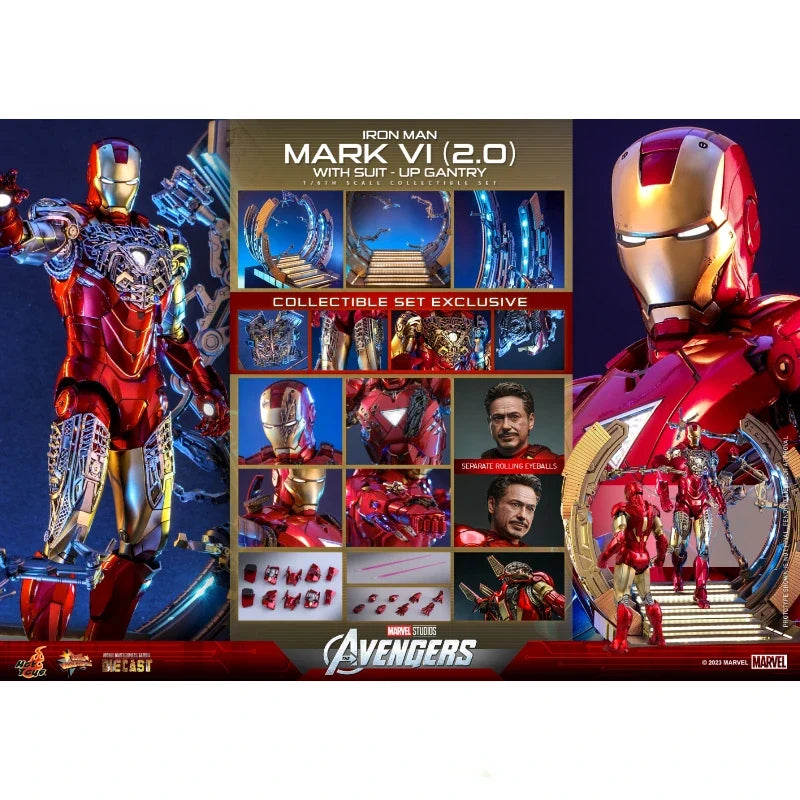 In Stock Hottoys MMS687 MMS688 ACS014 Iron Man MK6 2.0 with Suit-up Gantry Anime Action Figure Toy Gift Model Collection Hobby