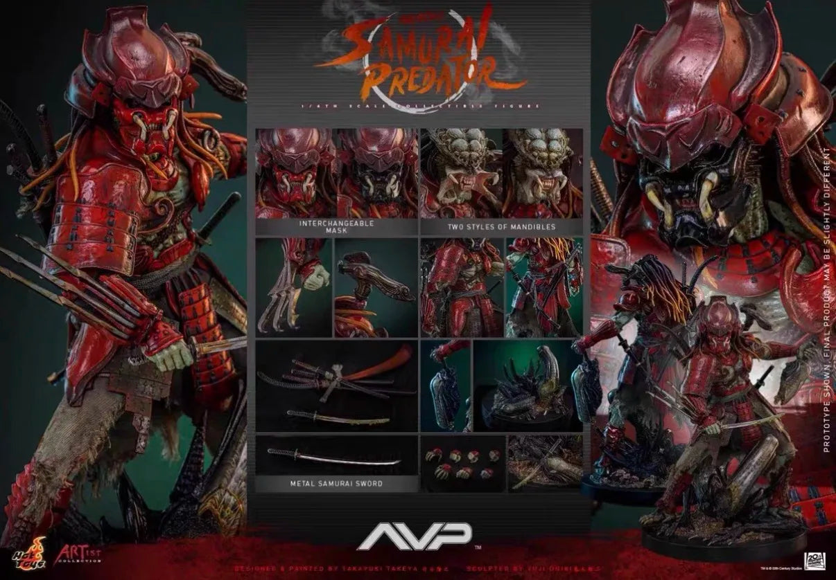 Auf Lager Original Hottoys HT 1/6 Aliens Vs Predator AC06 Akaoni Samurai Predator 12 Zoll Maßstab Sammlerfigur Modell Spielzeug