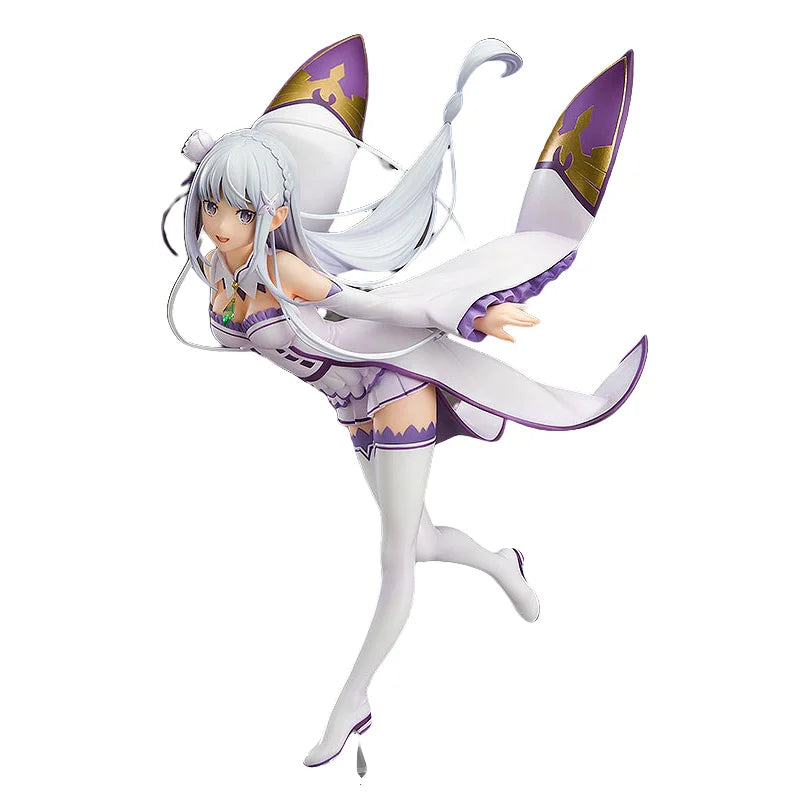 Emilia Action Figure Anime Re Life In A Different World From Zero Women'S Solid Figures Flying Posturecollection Ornament 22cm