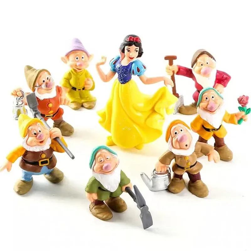 Disney Princess 8Pcs/Set Q Vesion Snow White and The Seven Dwarfs Figure Toy Model Dolls Gift for Children Hot Fashion Decor