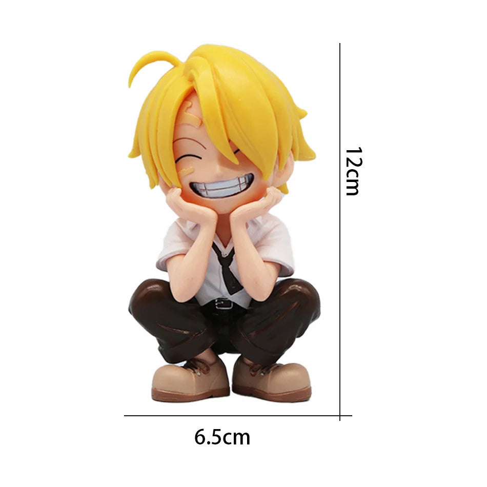 One Piece Handheld Luffy Solon Portgas·D· Ace Sitting Yamato versión Q juego de moda dibujos animados Anime coche ornamento rega
