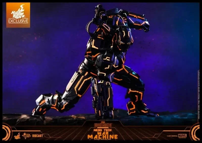 Original Hot Toys Neon Tech War Machine Action Figure 1/6 Iron Man 2 Speed Orange Figurine LUMINOUS HT MMS553 Statue Die Cast