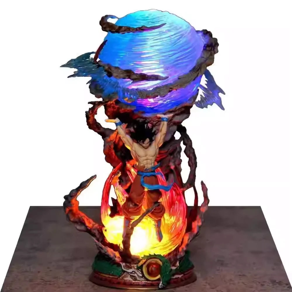 25cm Dragon Ball Z Son Goku Super Genki  Pvc Figure Luminous Led Statue Anime Collectible Perfect Gift Fans Display Shelf Decor