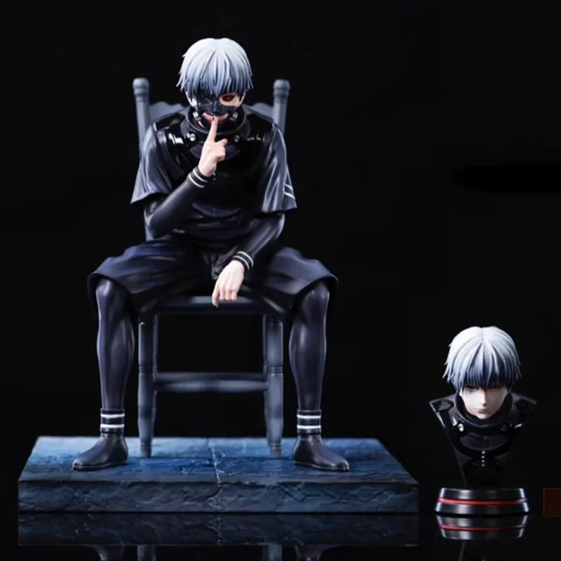 New Tokyo Ghoul Golden Wood Research Statue Model Collectible Figure Sitting Pose In Box Anime Surrounding Sculpture Toy Gift