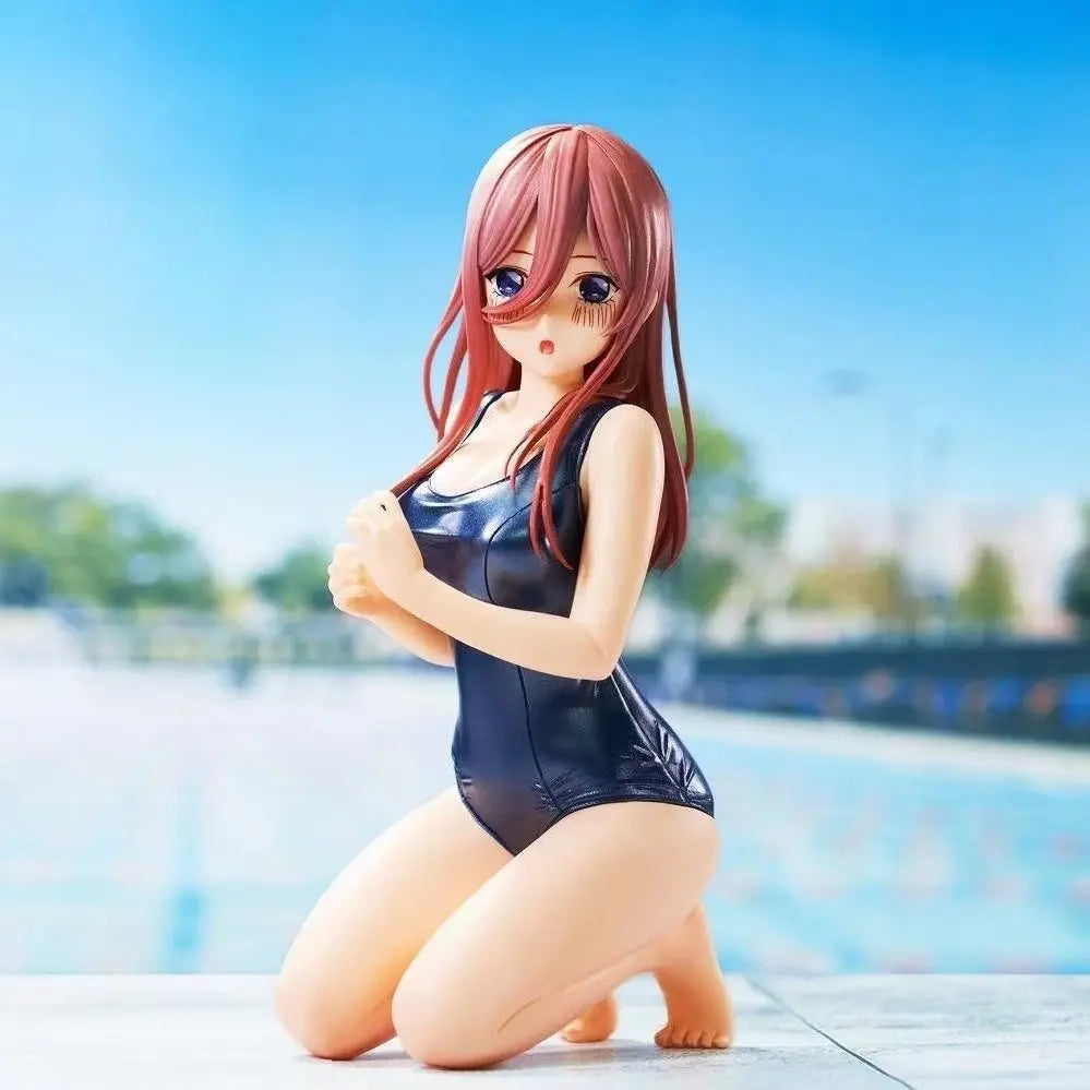 The Quintessential Quintuplets Nakano Miku School Swimwear kneeling eroticism Static Collection Model PVC Doll Toys Fans Gift